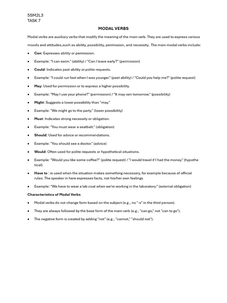 Understanding Modal Verbs Explained | PDF