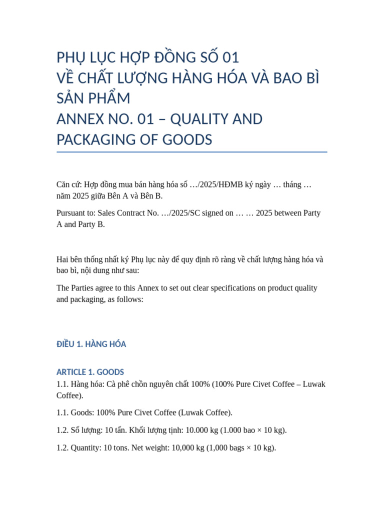 Annex 01 Quality Packaging | PDF