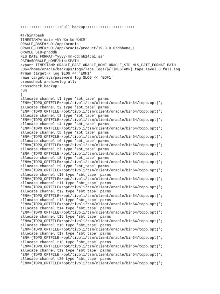 Oracle RMAN Backup and Restore Script | PDF | Software | Databases