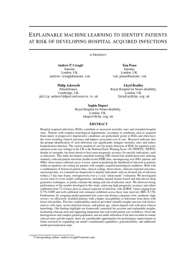 Machine Learning for HAI Risk Prediction | PDF | Normal Distribution ...