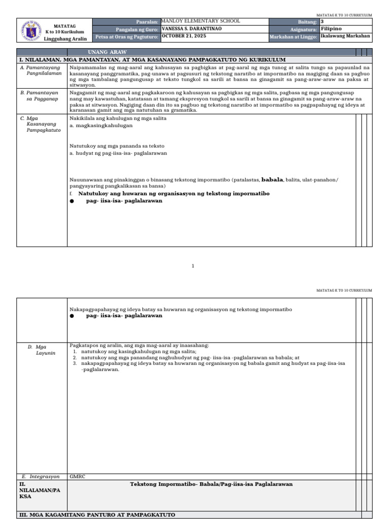 Filipino 3 DLP | PDF