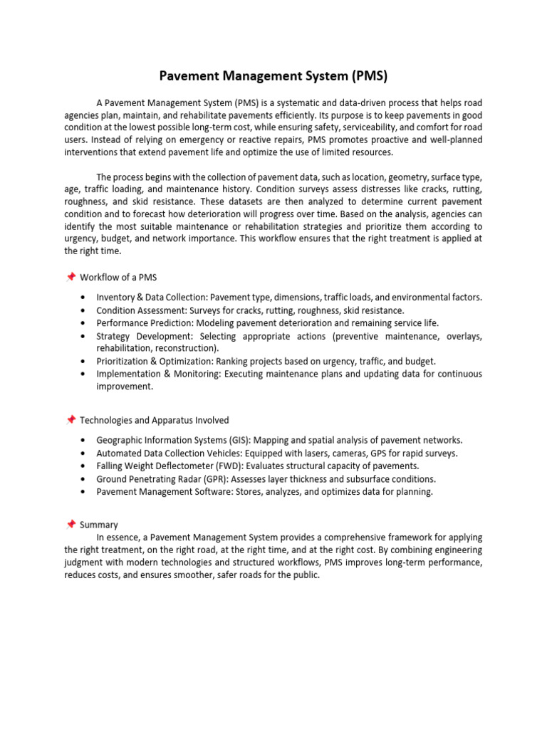 Efficient Pavement Management System Guide | PDF | Road Surface | Road