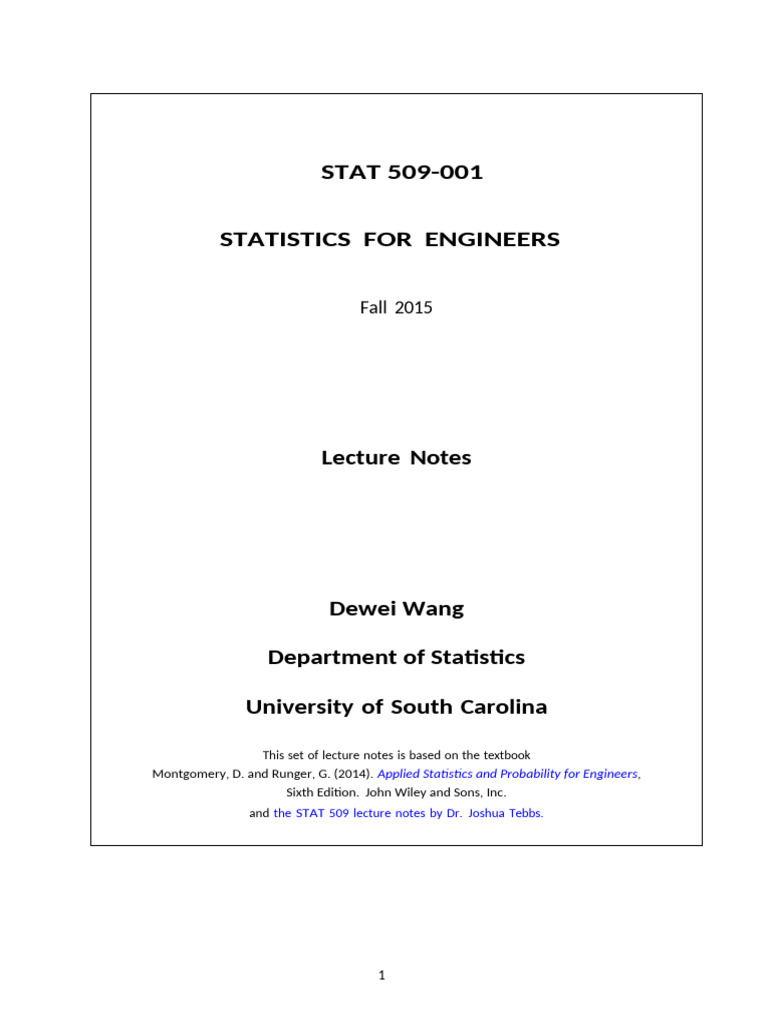 Ststical Me Notes | PDF | Probability Distribution | Random Variable