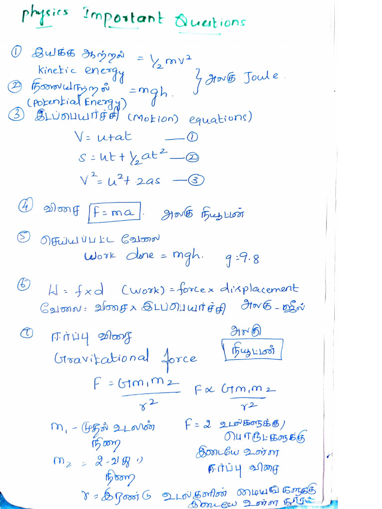 Physics Impt Formulas | PDF