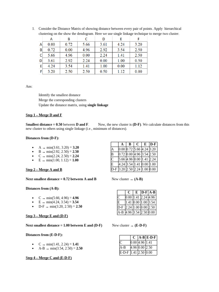 Hierarchical Clustering Steps Explained | PDF | Algorithms | Cluster ...