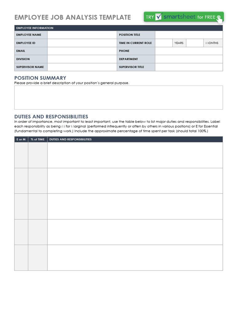 Employee Job Analysis Template | PDF | Supervisor | Business
