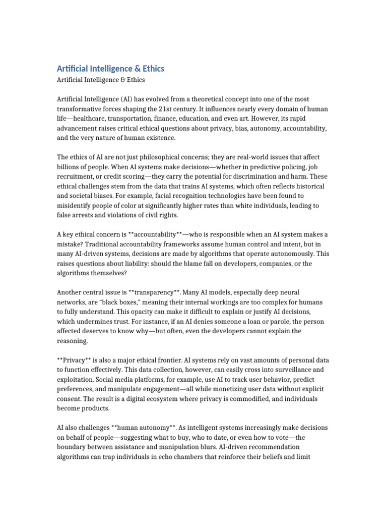 Artificial Intelligence & Ethics | PDF | Artificial Intelligence ...