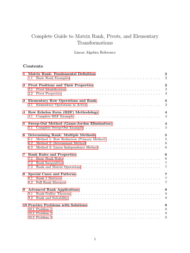 Understanding Matrix Pivots and Rank | PDF | Mathematics | Mathematical ...