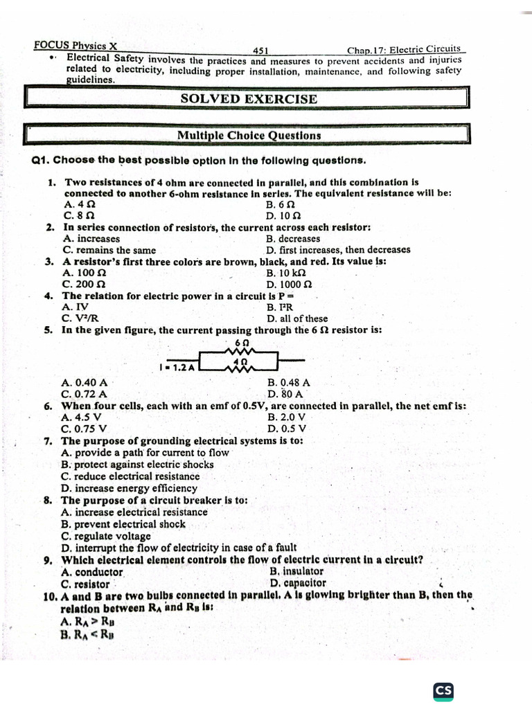 10 Physics Unit 17 Exercise | PDF
