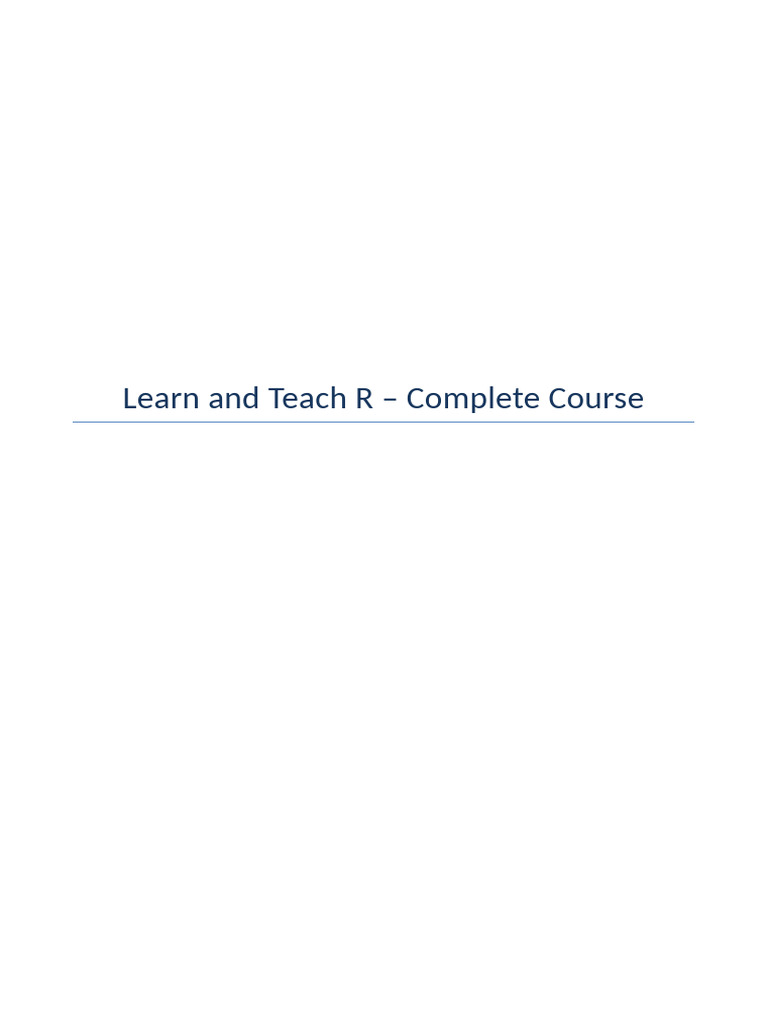 Complete R Programming Course Guide | PDF | R (Programming Language ...