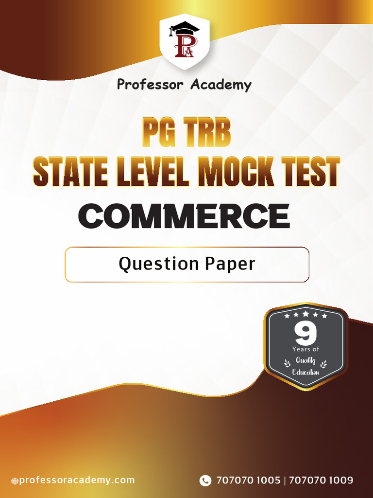 Commerce PG TRB State Level Model Exam Question Paper | PDF | Cost Of ...