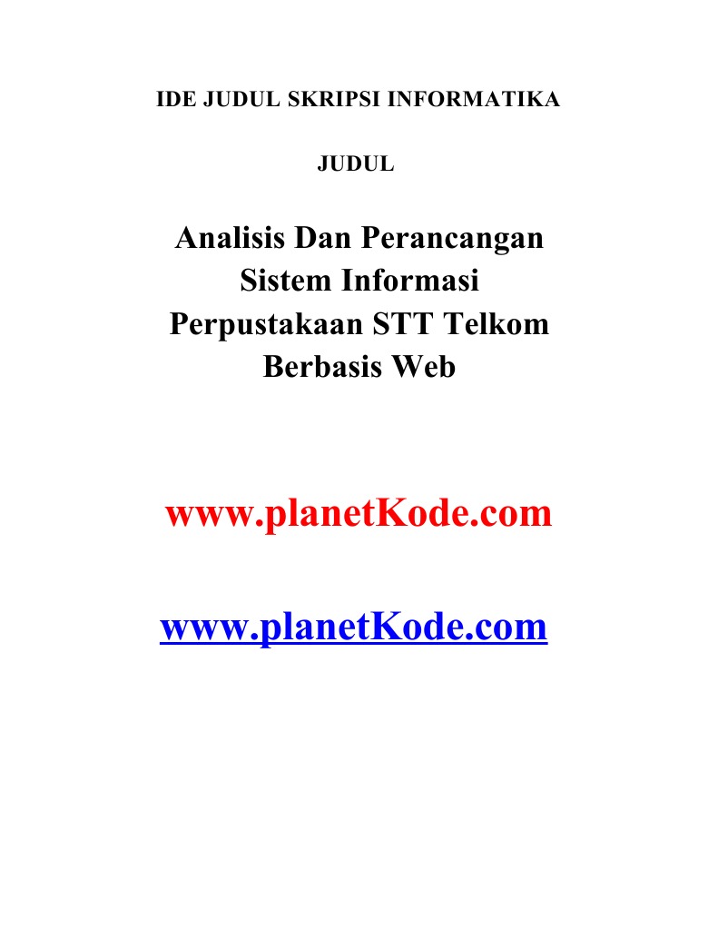 Judul Teknik Informatika Analisis Dan Perancangan Sistem Informasi Perpustakaan Stt Telkom Berbasis Web