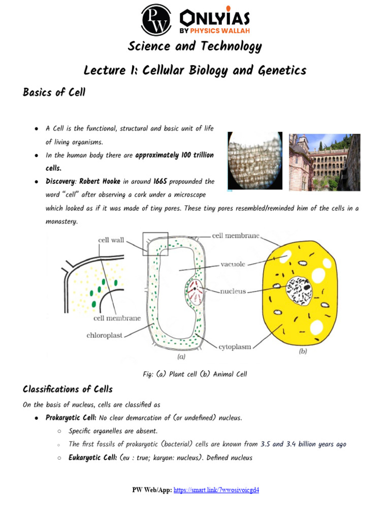 Science & Technology 01 : Daily Class Notes | PDF | Cell (Biology ...