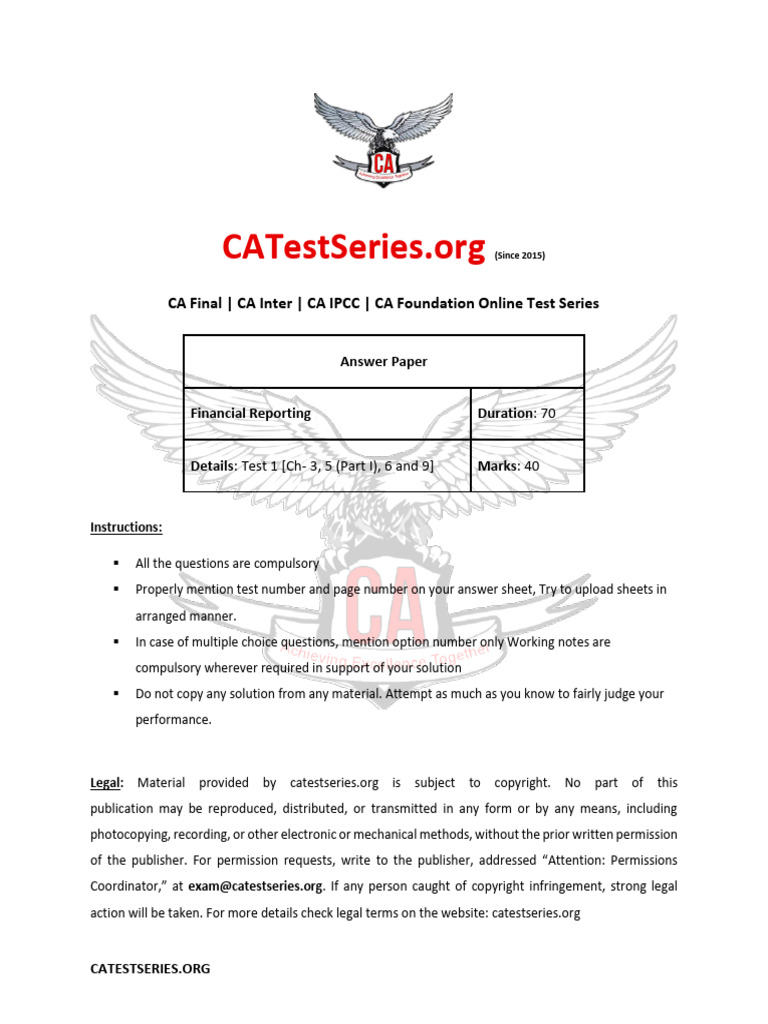 CA Test Series - Unit Test 1 | PDF | Valuation (Finance) | Fair Value