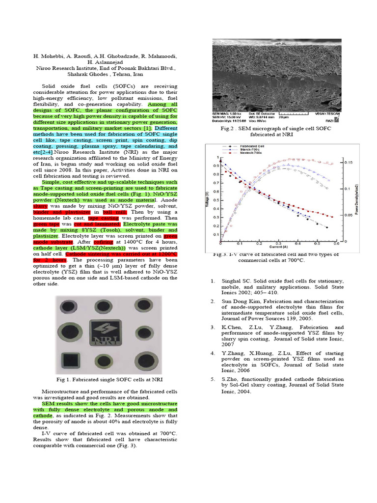 Planar SOFC Development at NRI, Iran | PDF | Solid Oxide Fuel Cell ...