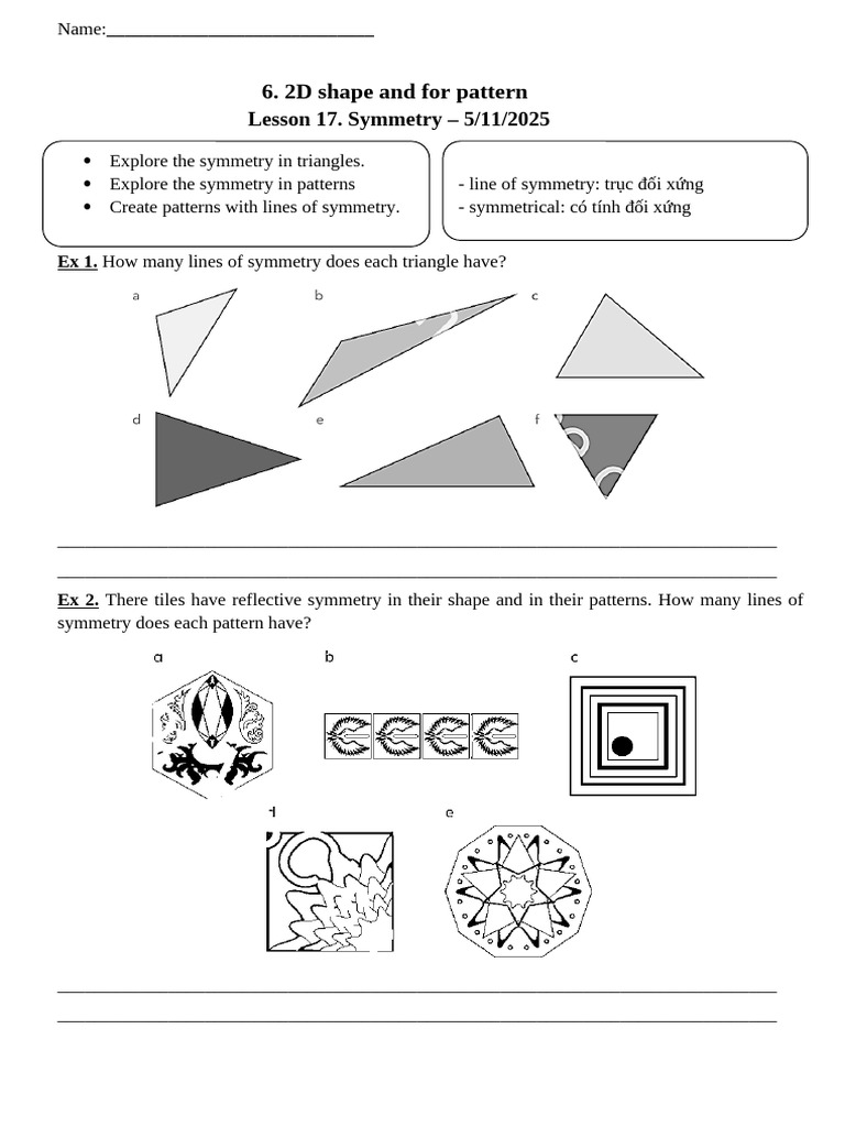 Lesson 17. Symmetry - 5-11-2025 | PDF | Shape | Symmetry