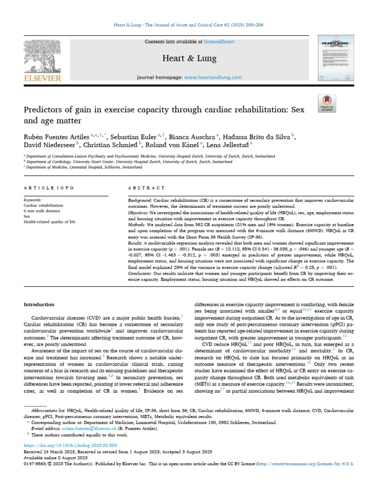 10. (2023) Predictors of Gain in Exercise Capacity Through Cardiac ...