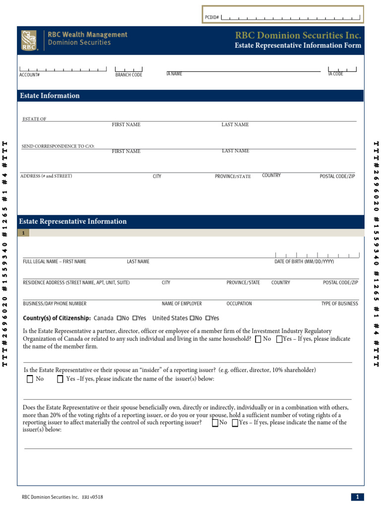 Estate Representative Info Form | PDF | Identity Document | Securities ...