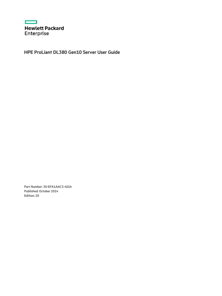 HPE ProLiant DL380 Gen10 User Guide | PDF | Server (Computing) | Software