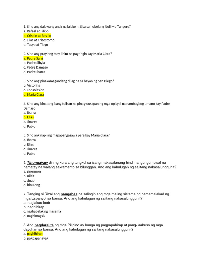 Quiz - Filipino 9 | PDF