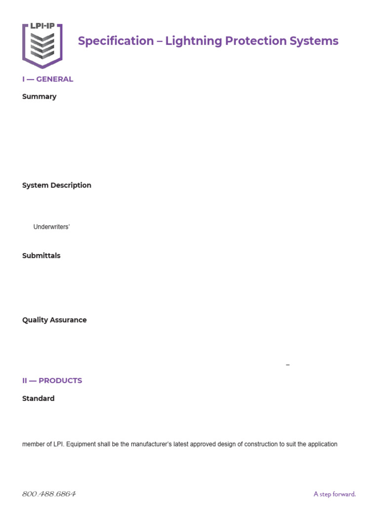 Lightning Protection System Specifications | PDF | Specification ...
