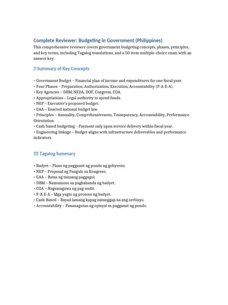 Government Budgeting Guide Philippines | PDF | Government Budget ...