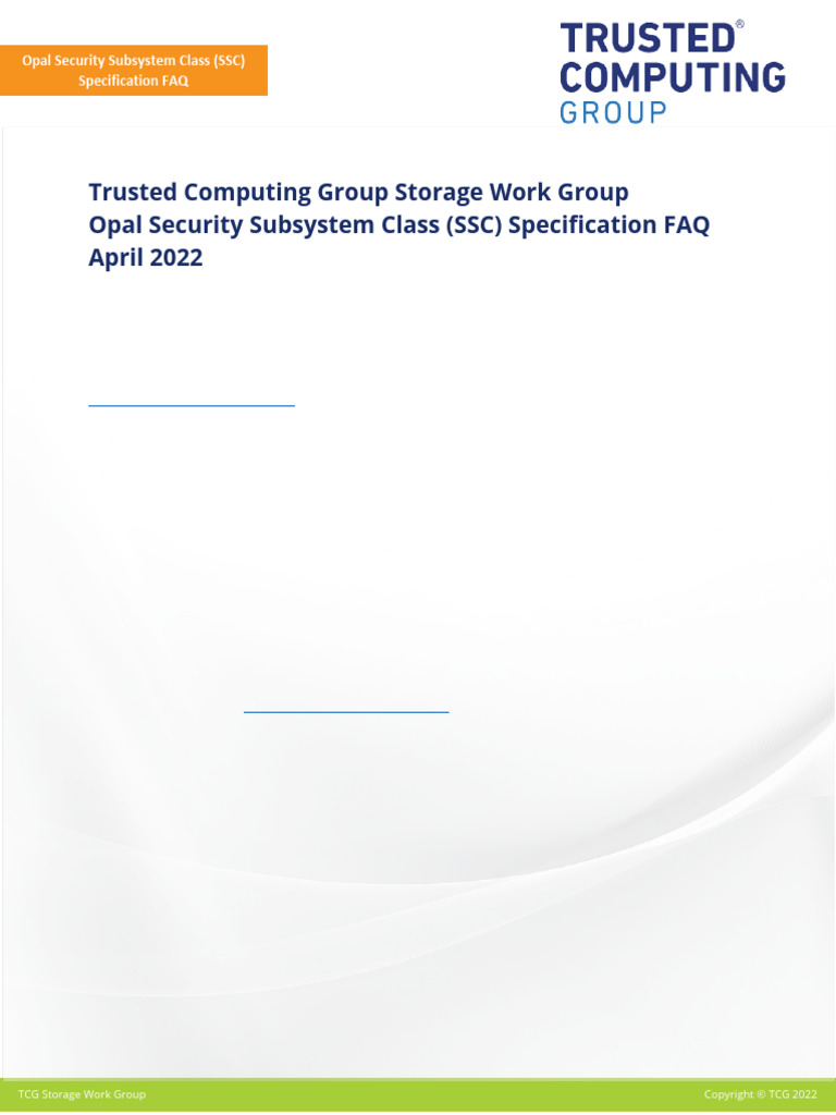 Opal SSC Specification FAQ Guide | PDF | Specification (Technical ...