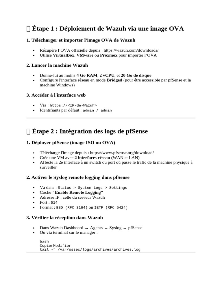Intégration de Wazuh et pfSense | PDF | Informatique | Logiciel