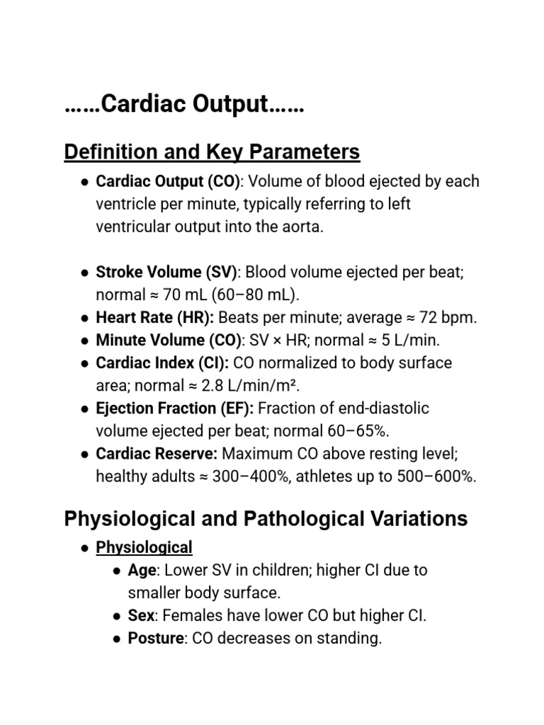Cardiac Output: Definition & Key Factors | PDF | Heart | Cardiovascular ...
