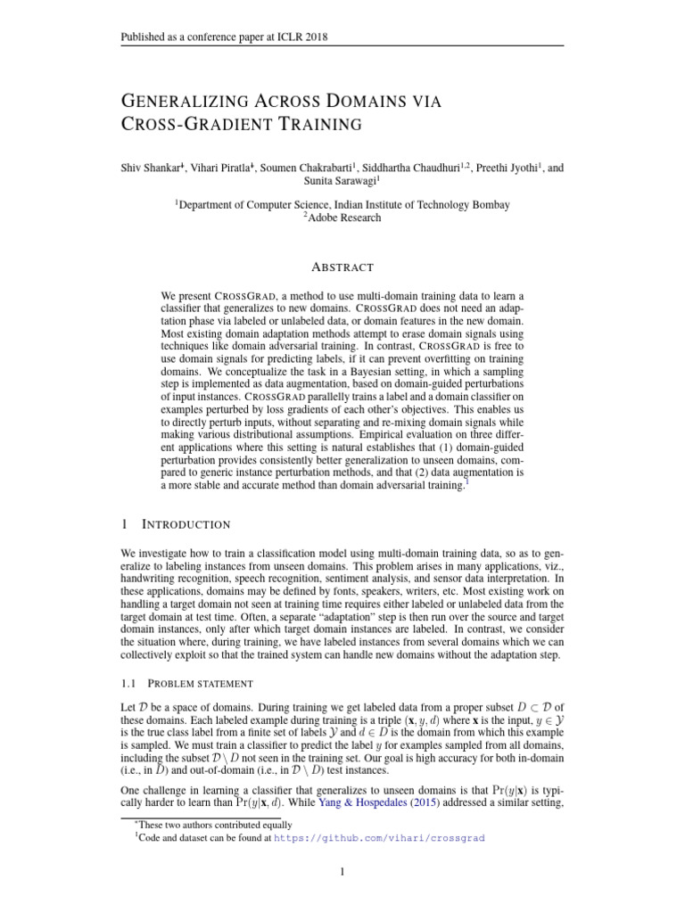 Cross-Gradient Training for Domain Generalization | PDF | Applied ...
