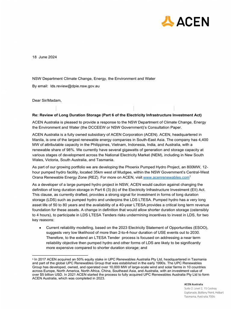 ACEN Australia - LDS Review Consultation Feedback | PDF | Economies