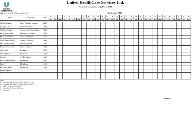 Roster-ES April 2025 | PDF