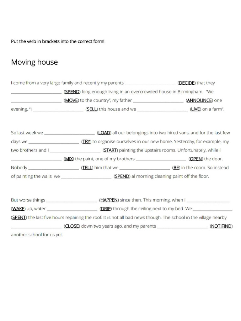 Tenses Practice Sheet | PDF