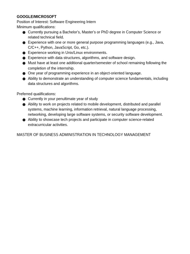 Software Engineering Intern Application | PDF | Computer Programming ...