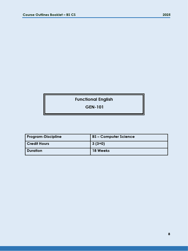 BS CS Functional English Course Outline | PDF | Verb | Phrase