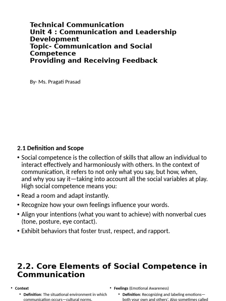 TC - Communication and Social Competence - Providing and Receiving ...
