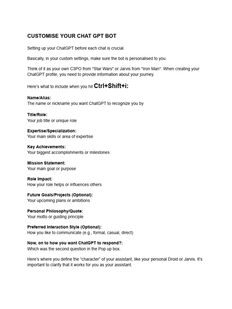 Customize Your ChatGPT Bot Setup | PDF | Human Communication ...