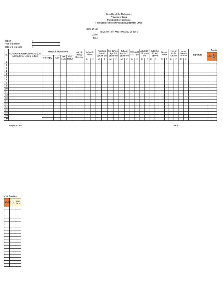 IDP Registration and Tracking Form | PDF | Human Life Stages | Human ...