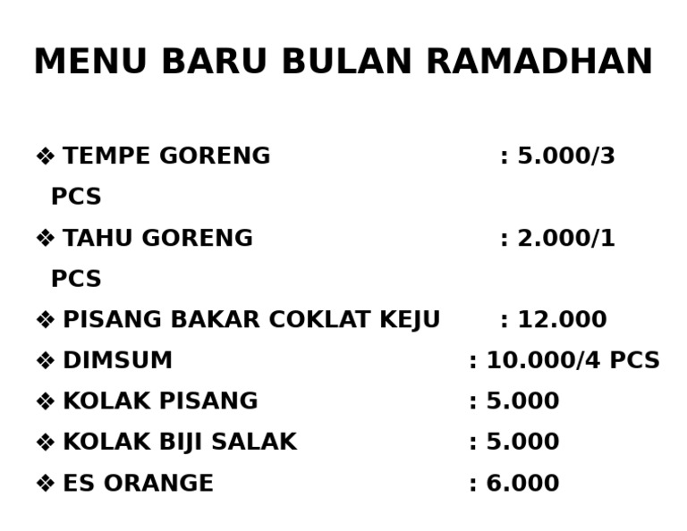 Menu Baru Bulan Ramadhan | PDF