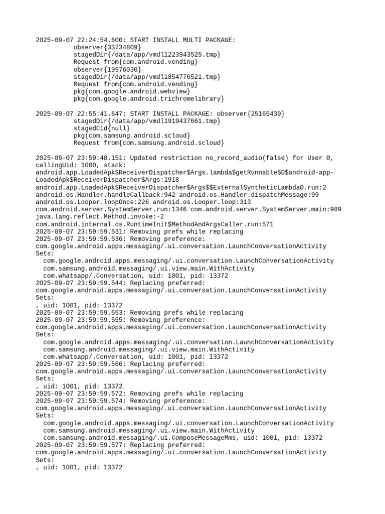 Android Package Installation Logs | PDF | Android (Operating System ...