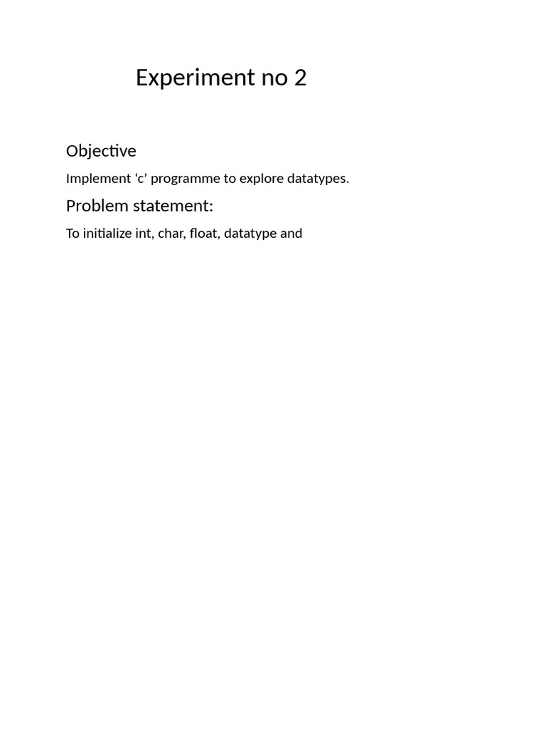 Experiment No 2 | PDF