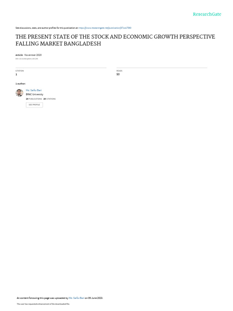 The Present State of The Stock and Economic Growth Perspective | PDF ...