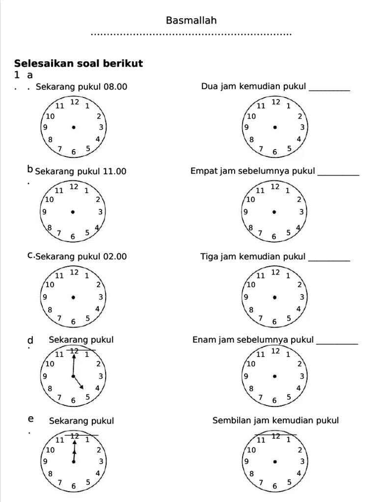 PDF Soal Math Kelas 2 SD Materi Waktu Compress | PDF