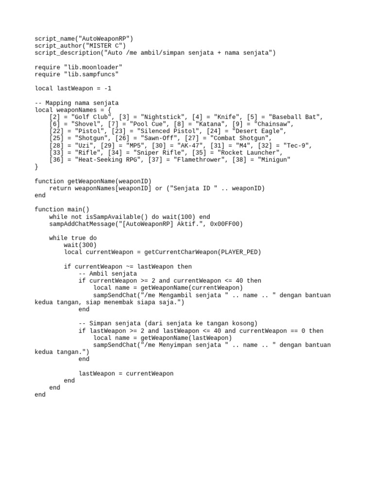 AutoWeaponRP Script for SAMP | PDF