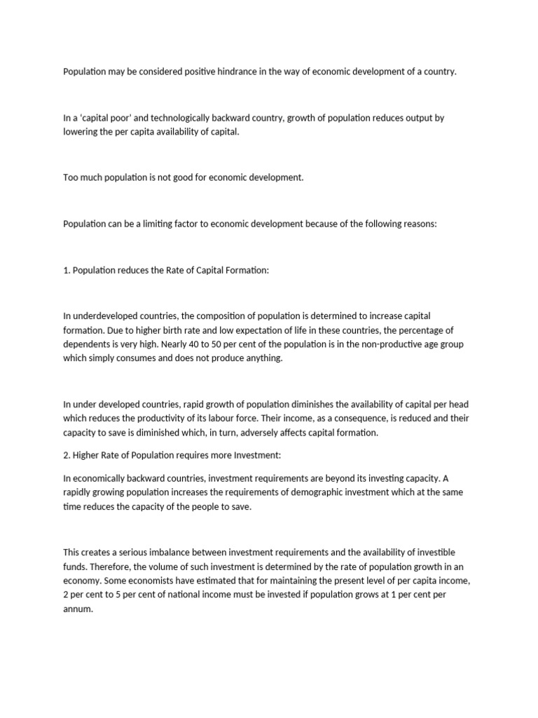 Impact of Population Growth on Economic Development | PDF | Cost Of ...