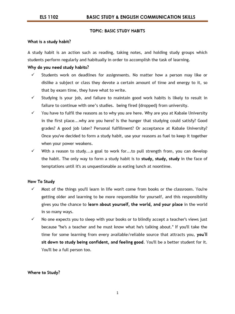 Essential Study Habits for Students | PDF | Libraries | Information