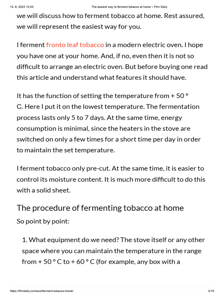 Easy Home Tobacco Fermentation Guide | PDF