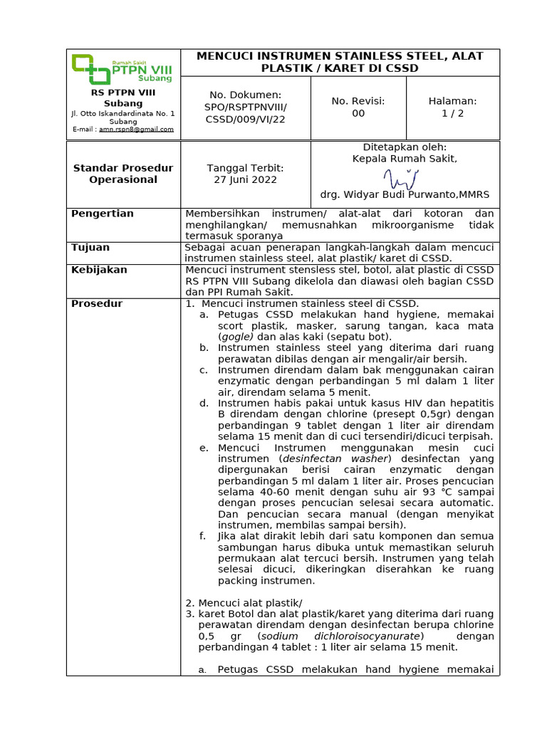09- SPO MENCUCI INSTRUMEN STENLESS STEEL, ALAT PLASTIK KARET DI CSSD 22 ...
