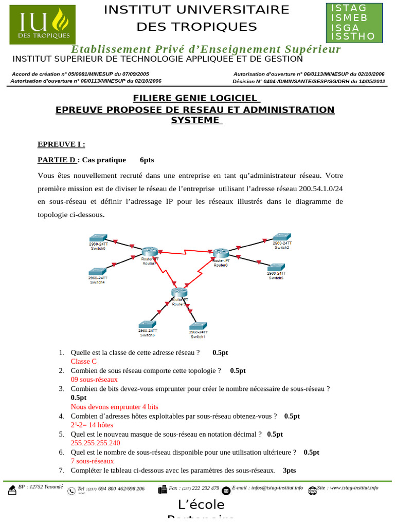 Réseau et Administration Système VLSM | PDF | Adresse IP | Architecture ...