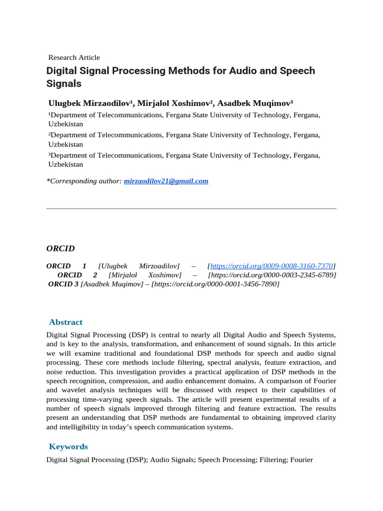 DSP Techniques for Audio Enhancement | PDF | Digital Signal Processing ...